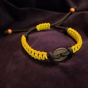 Adjustable "Bruce Lee " Bracelet Yellow On Black